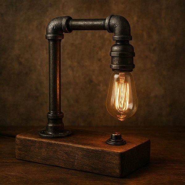 5 Rustic Industrial Desk Lamp with Vintage Bulb for Creative Spaces