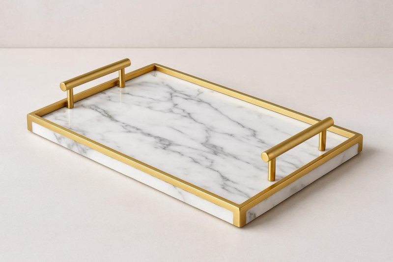 10 Marble and Gold Accent Decorative Tray for Vanity and Coffee Table
