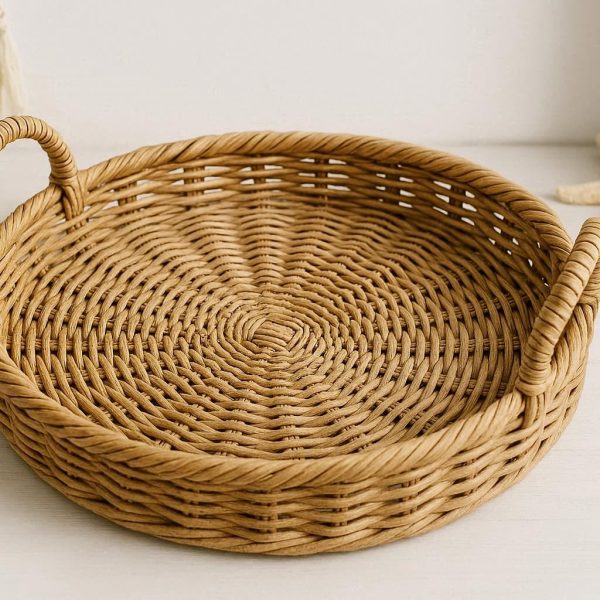 Rattan Woven Boho Style Tray for Coastal and Beach House Decor