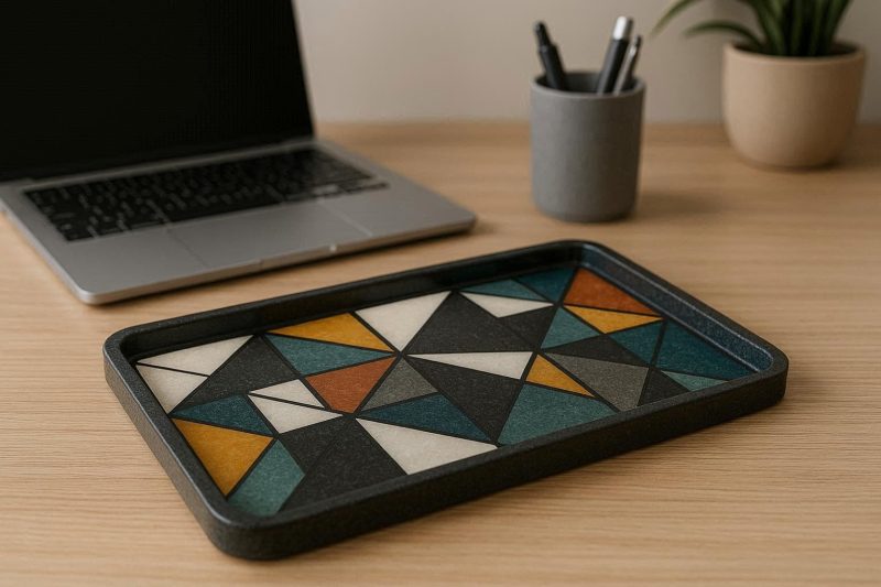 12 Geometric Patterned Resin Tray for Modern Home Office Desk