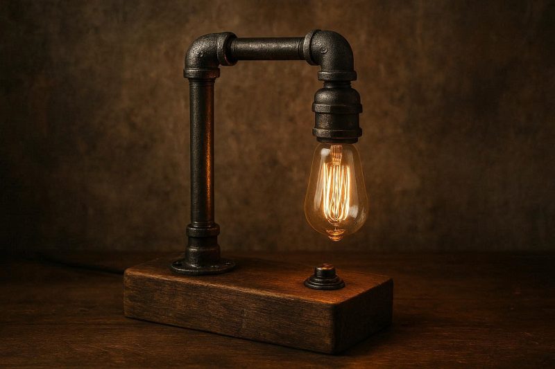 5 Rustic Industrial Desk Lamp with Vintage Bulb for Creative Spaces